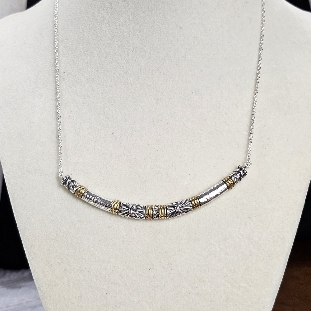 Silpada 925 Silver Necklace with Brass and CZ Accents - Picture 2 of 11